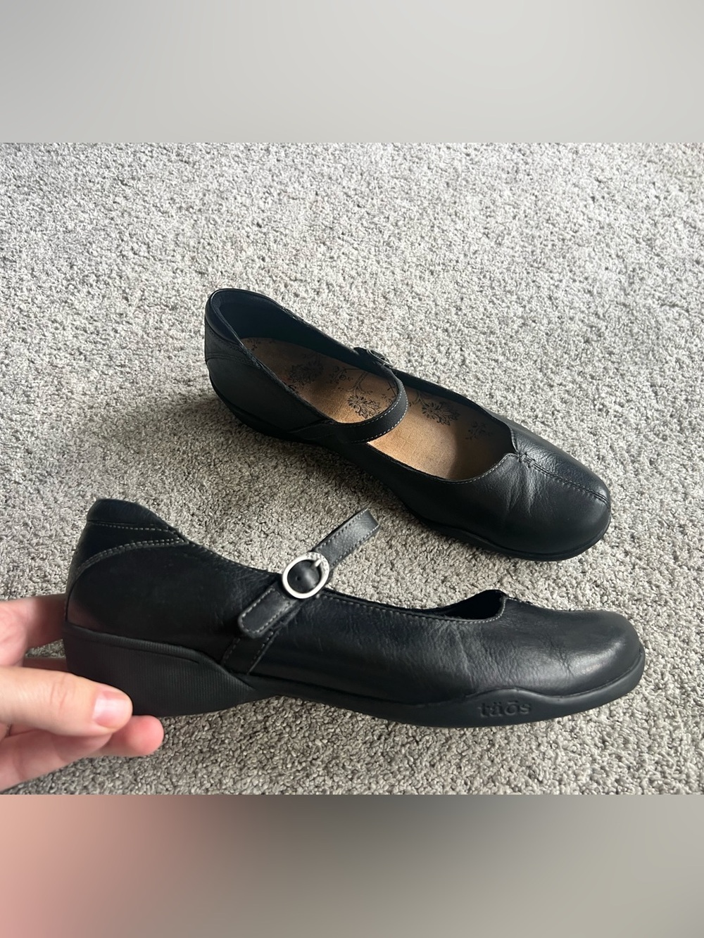 Taos TA DAH Black Leather Women's Size 9.5 / EU 40 Mary Jane Comfort Shoes Flats